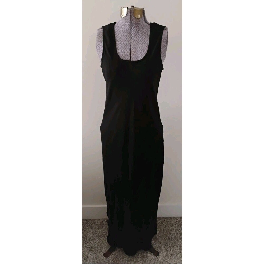 Vtg 90s Laura Ashley Black Slip Maxi Dress Women's Sleeveless Lace Boho 4/6